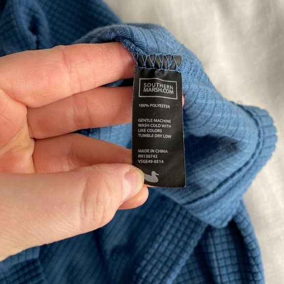 Southern Marsh Blue Fieldtec Waffle Grid Fleece Long Sleeve Pullover Men Size XS - Picture 5 of 6